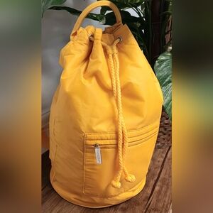 BURBERRY Vibrant Yellow Drawstring Backpack/Barrel Bag Tote
